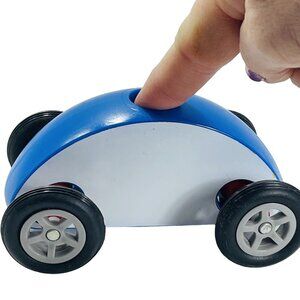 Wonky Wheels Finger Car Blue Push Toy 5" Long Race Roll Toy